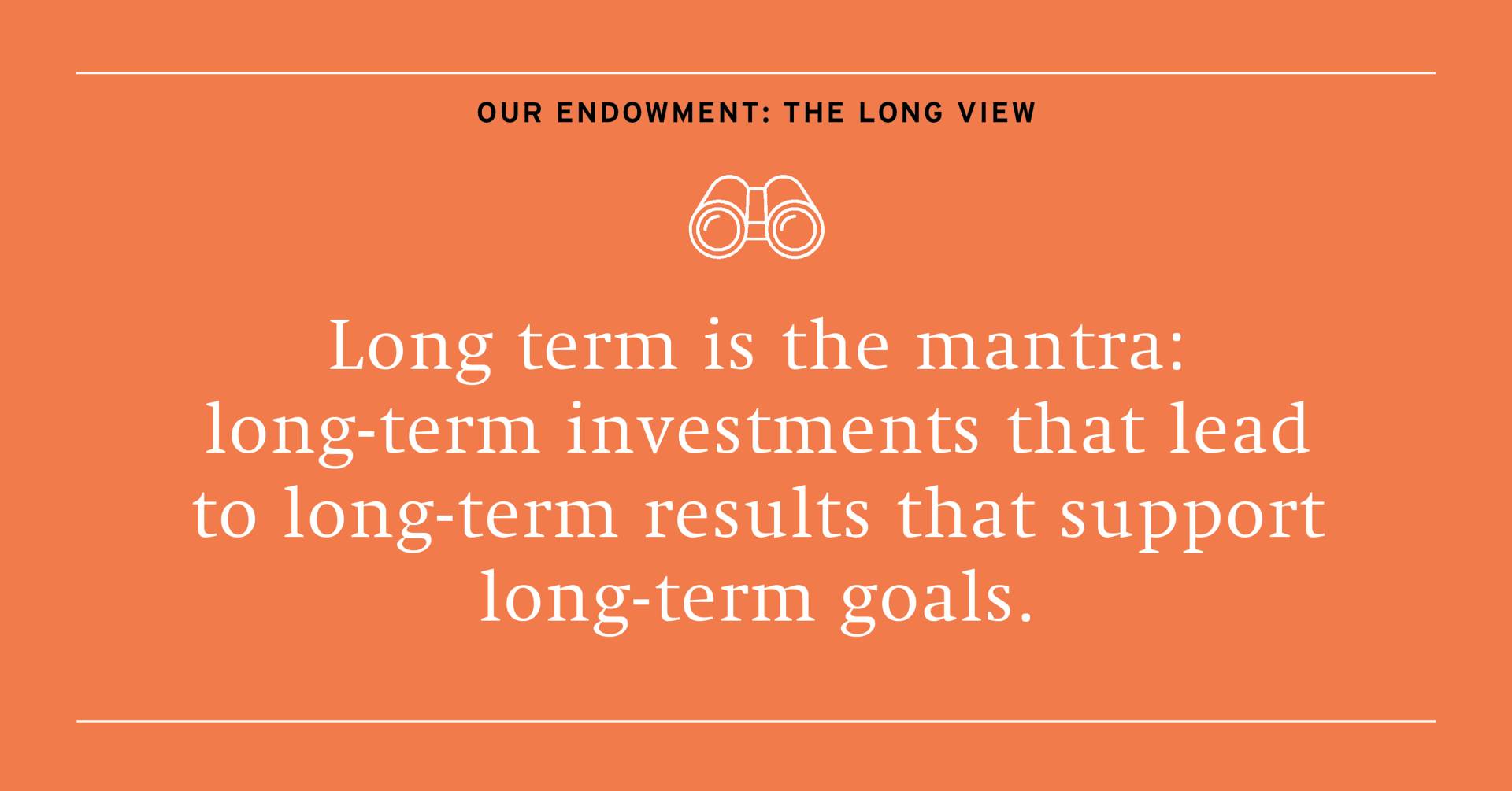 Long term is the mantra: long term investments that lead to long term results that support long-term goals